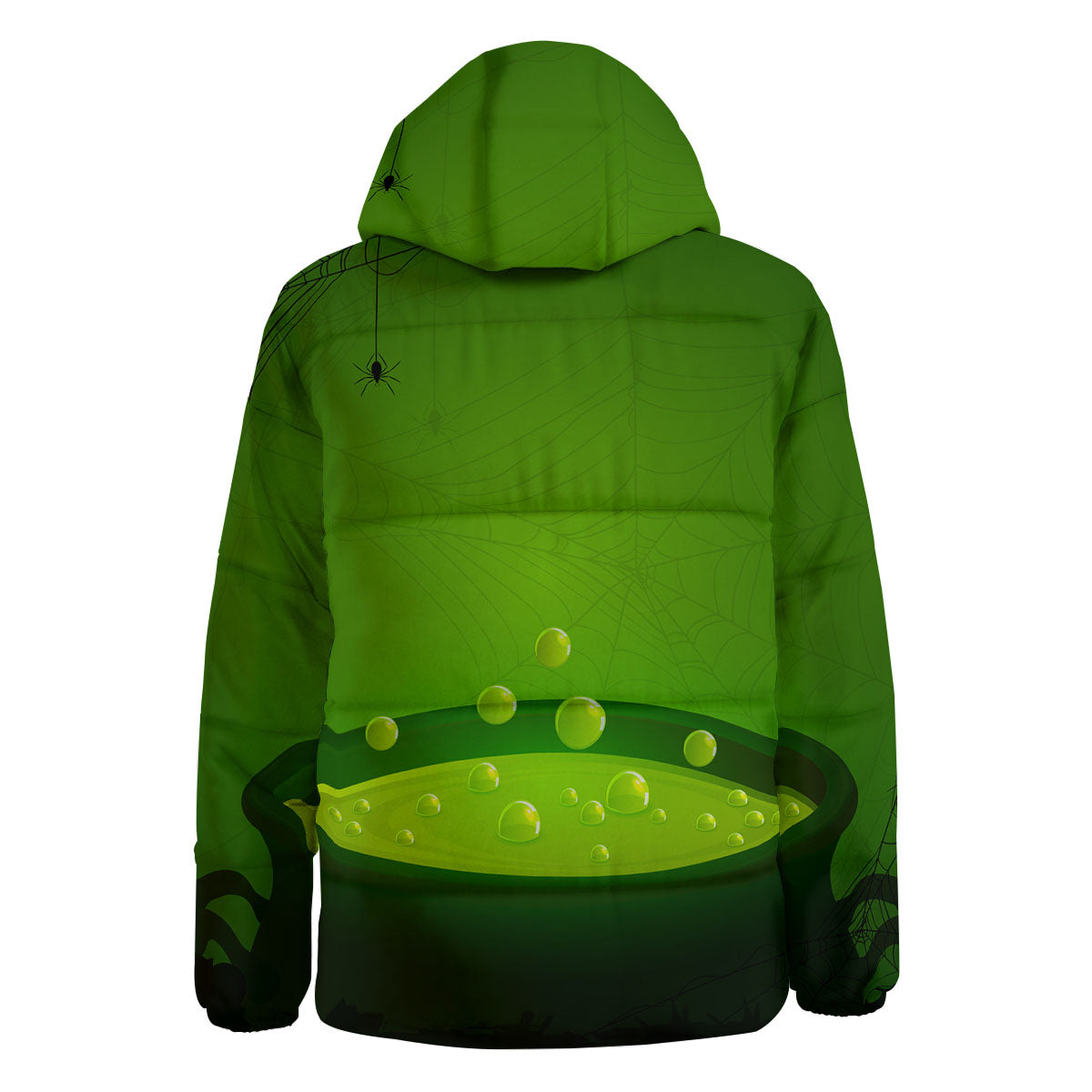 Cauldron And Witch Halloween Print Down Jacket-grizzshop