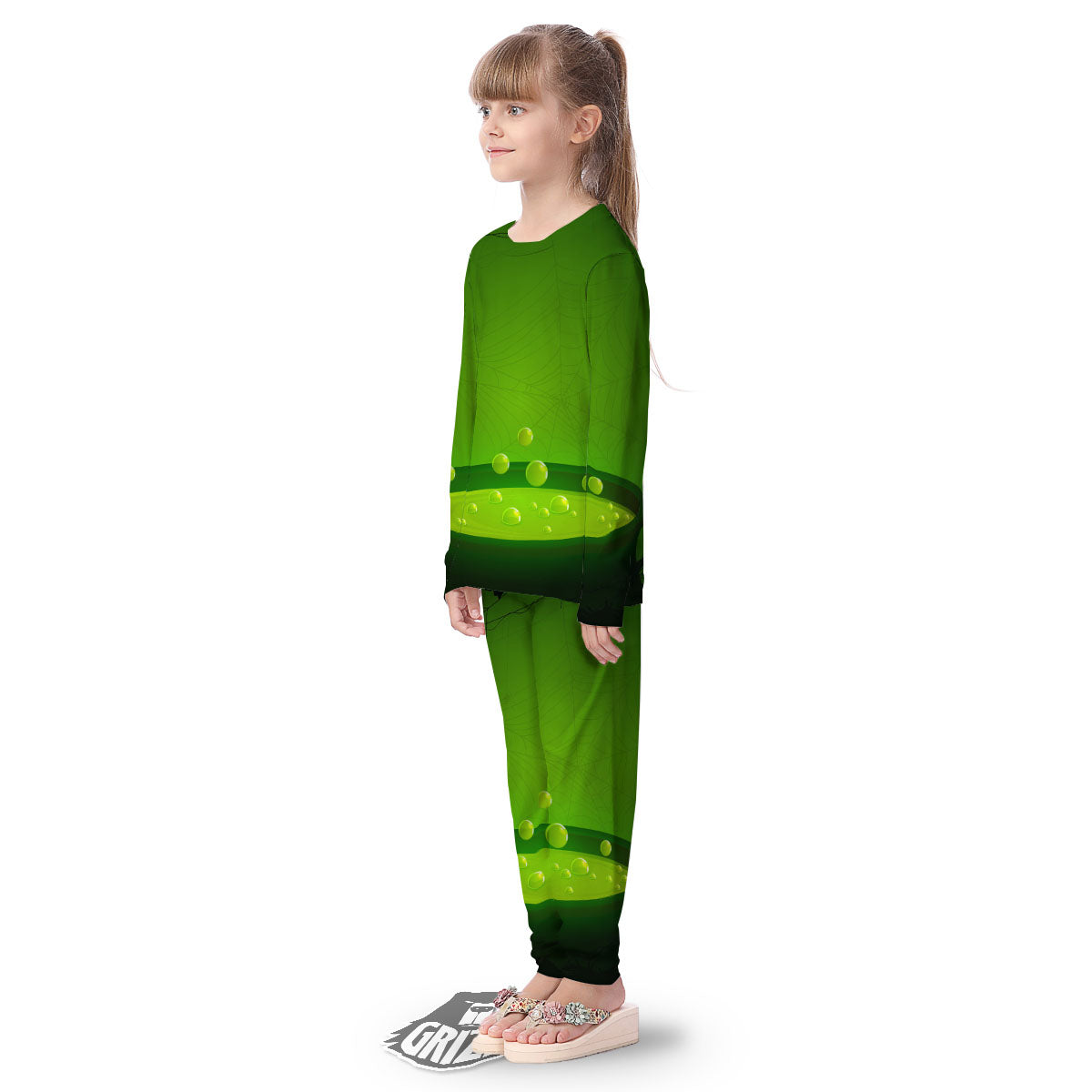 Cauldron And Witch Halloween Print Kid's Pajamas-grizzshop