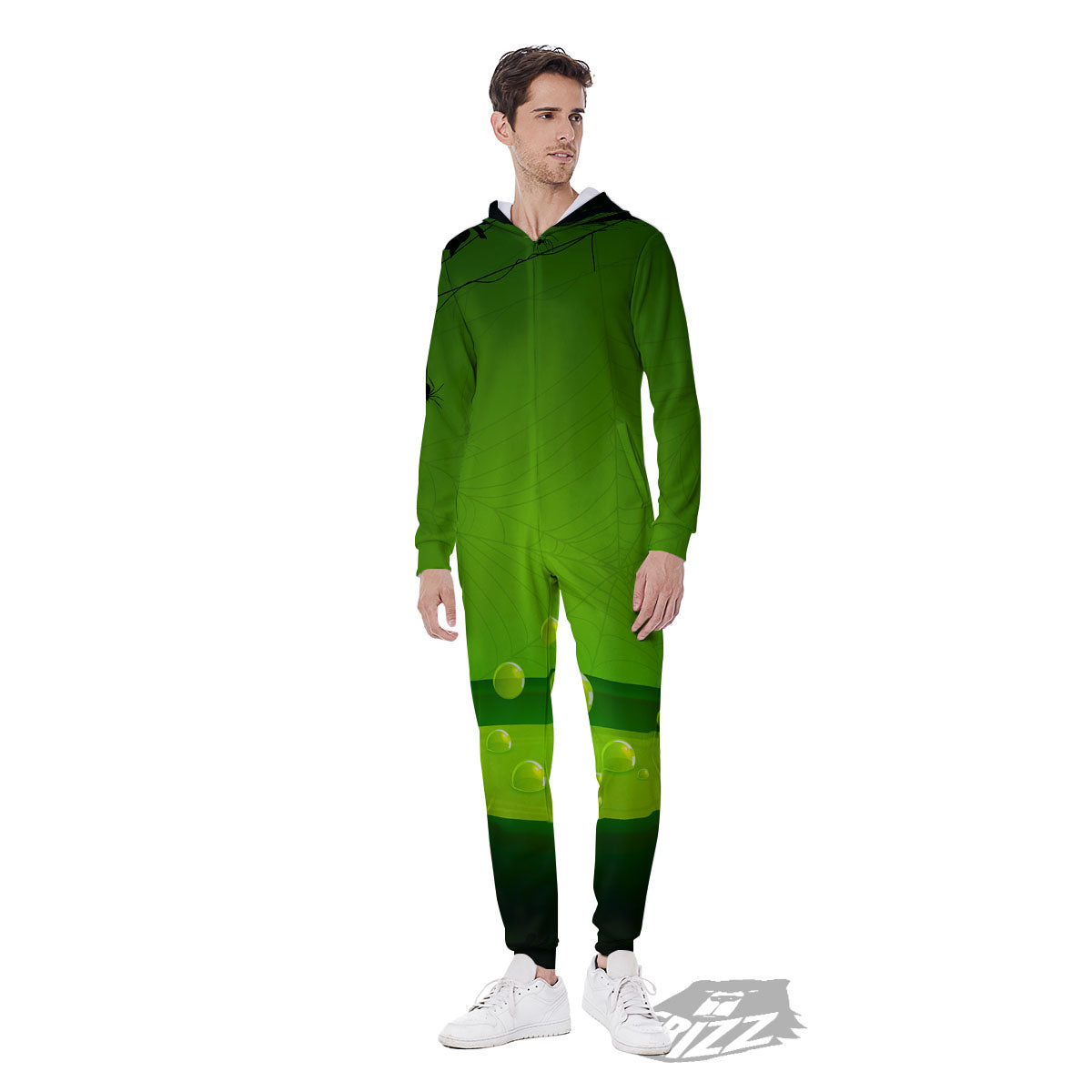 Cauldron And Witch Halloween Print Men's Jumpsuit-grizzshop