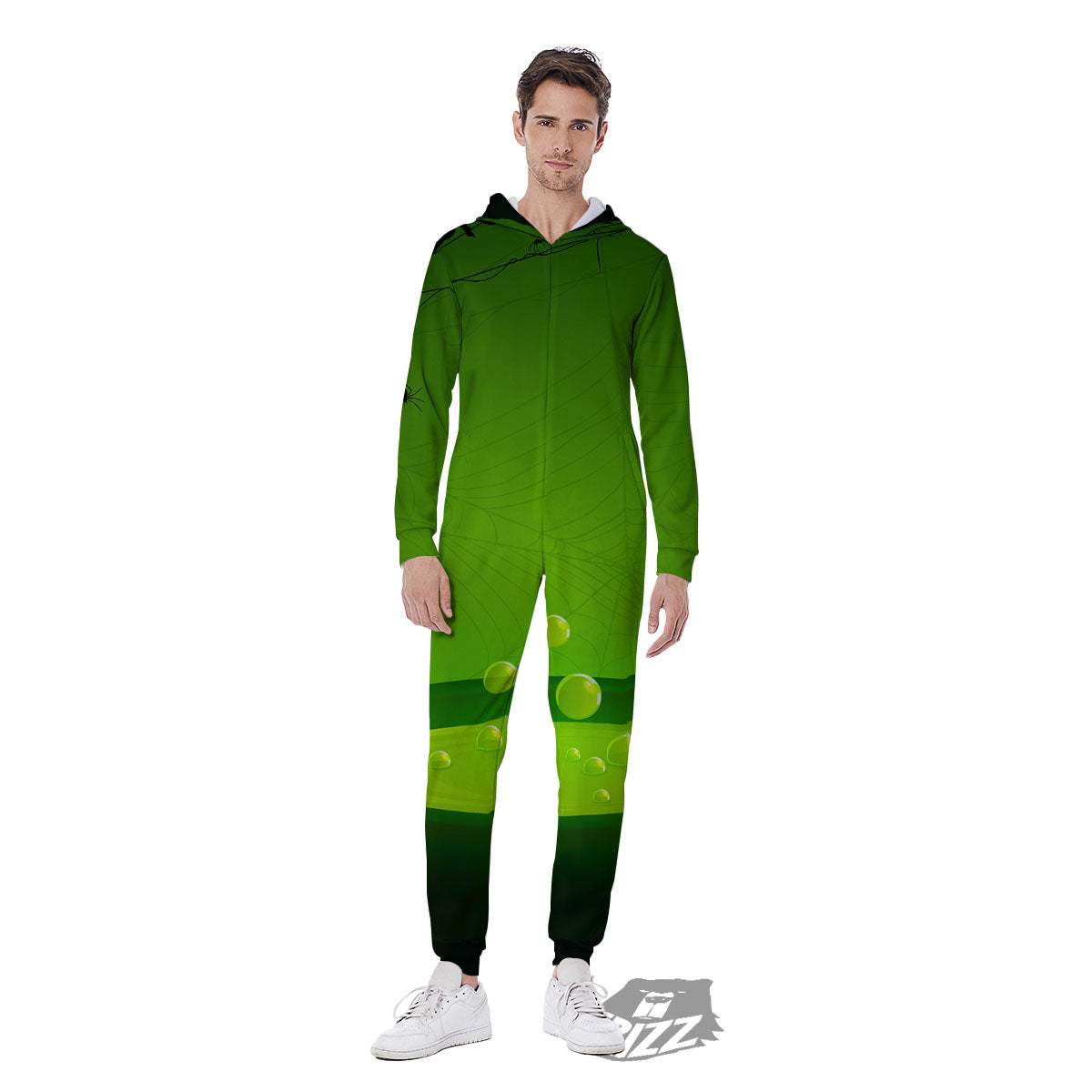 Cauldron And Witch Halloween Print Men's Jumpsuit-grizzshop