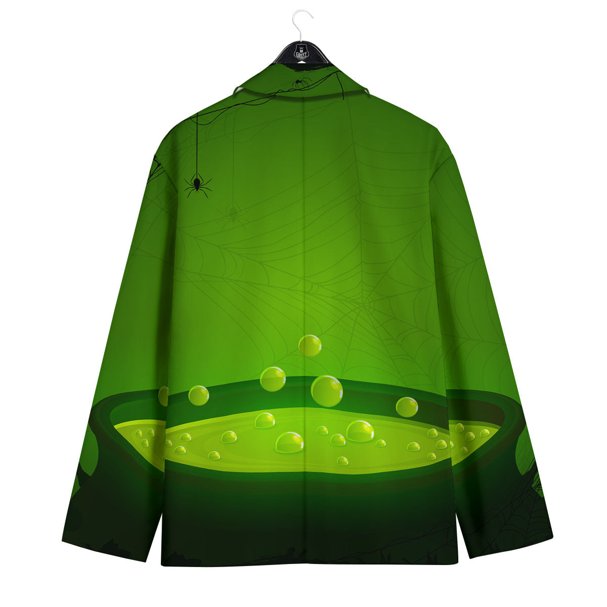 Cauldron And Witch Halloween Print Men's Sport Coat-grizzshop