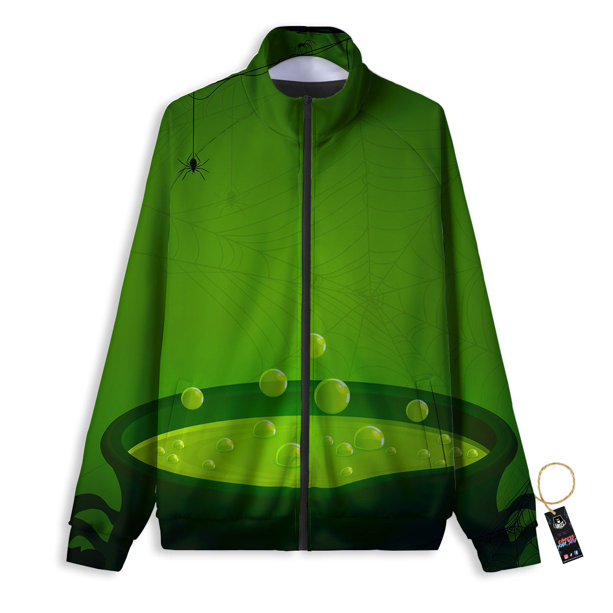 Cauldron And Witch Halloween Print Track Jacket-grizzshop