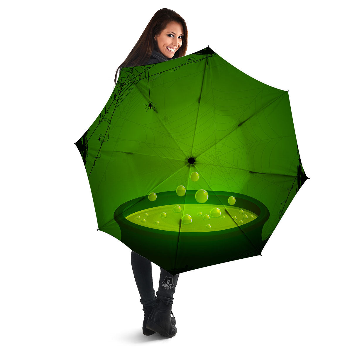 Cauldron And Witch Halloween Print Umbrella-grizzshop