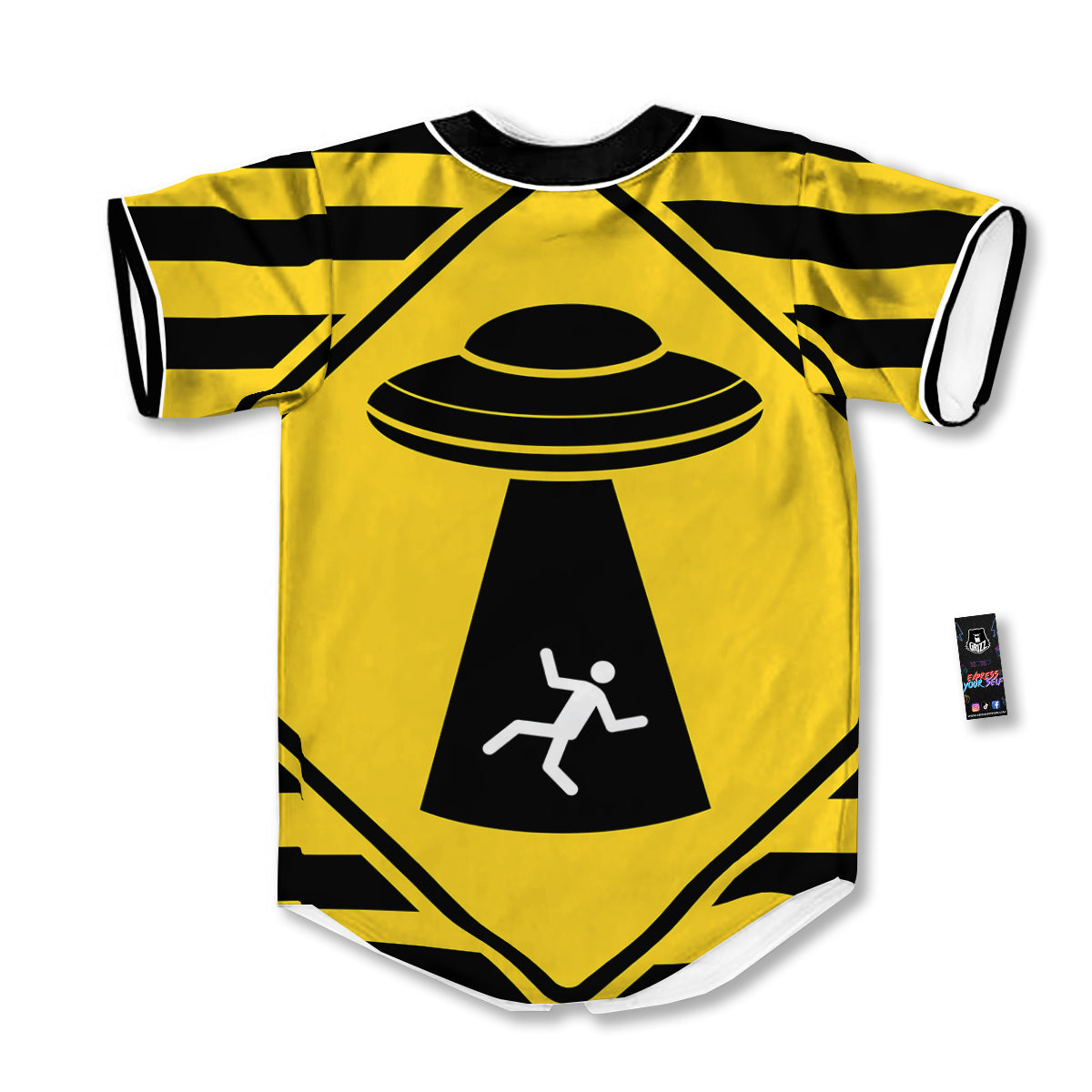 Caution Alien Abduction Warning Sign Print Baseball Jersey-grizzshop