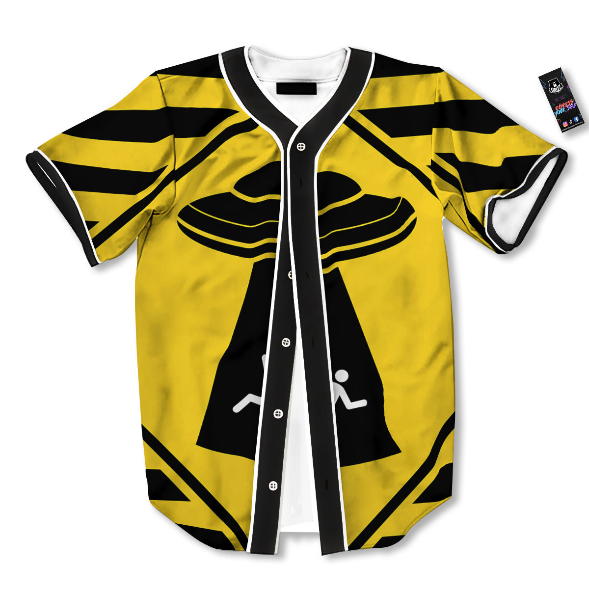 Caution Alien Abduction Warning Sign Print Baseball Jersey-grizzshop