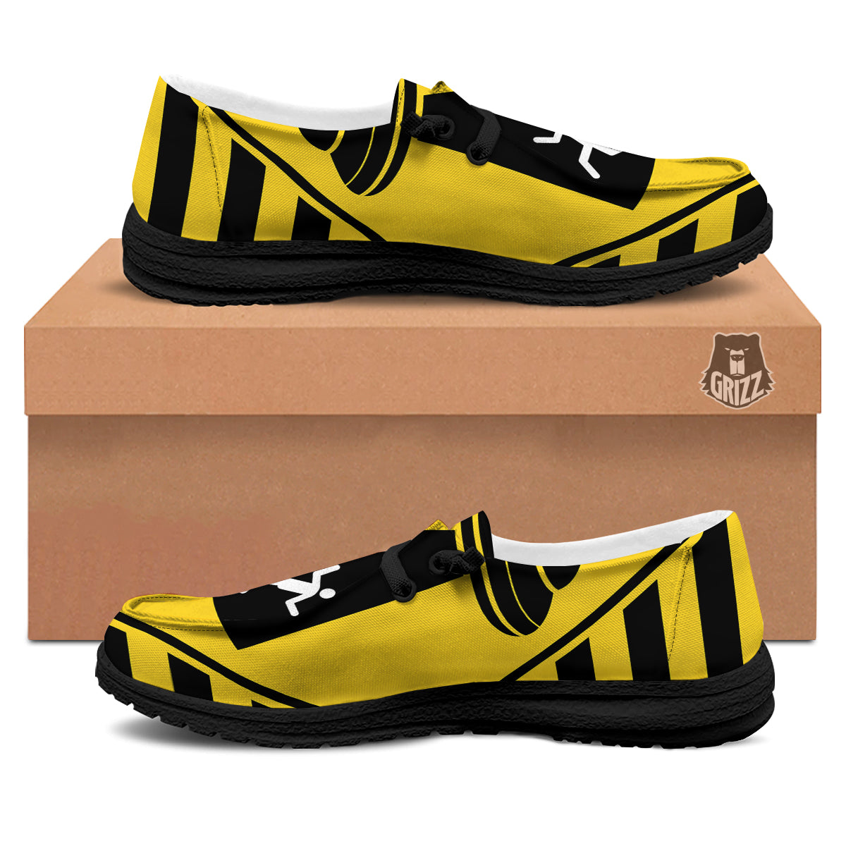 Caution Alien Abduction Warning Sign Print Black Loafers-grizzshop