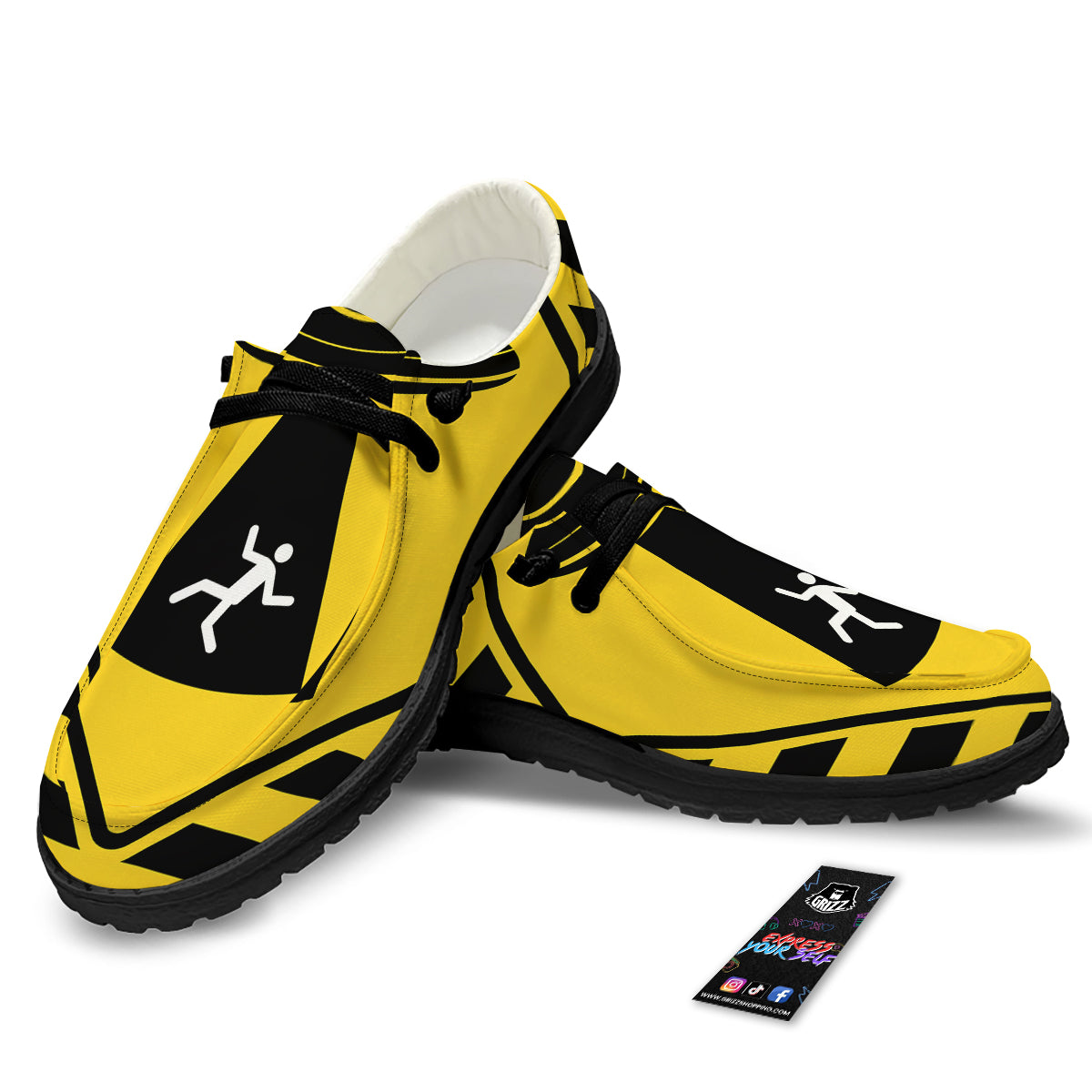 Caution Alien Abduction Warning Sign Print Black Loafers-grizzshop
