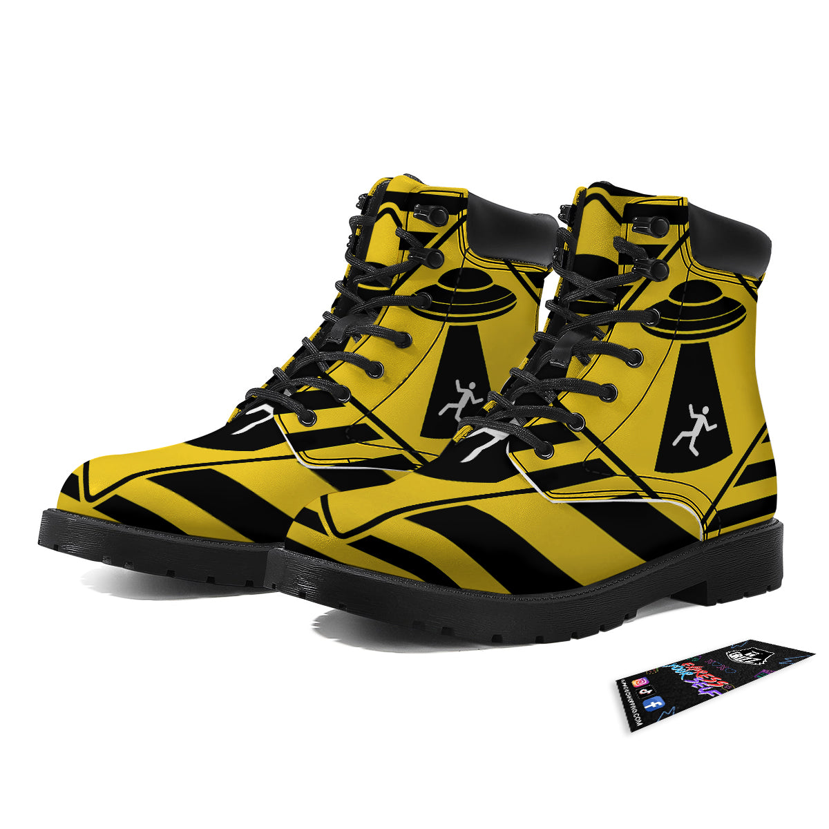 Caution Alien Abduction Warning Sign Print Boots-grizzshop