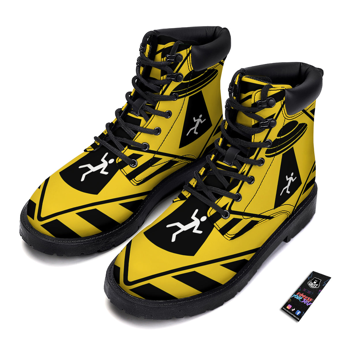 Caution Alien Abduction Warning Sign Print Boots-grizzshop