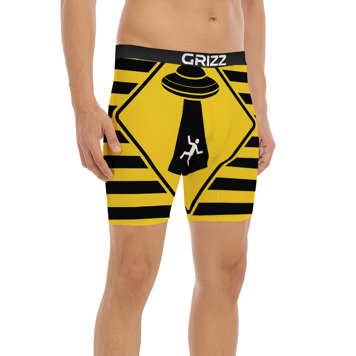 Caution Alien Abduction Warning Sign Print Boxer Briefs-grizzshop
