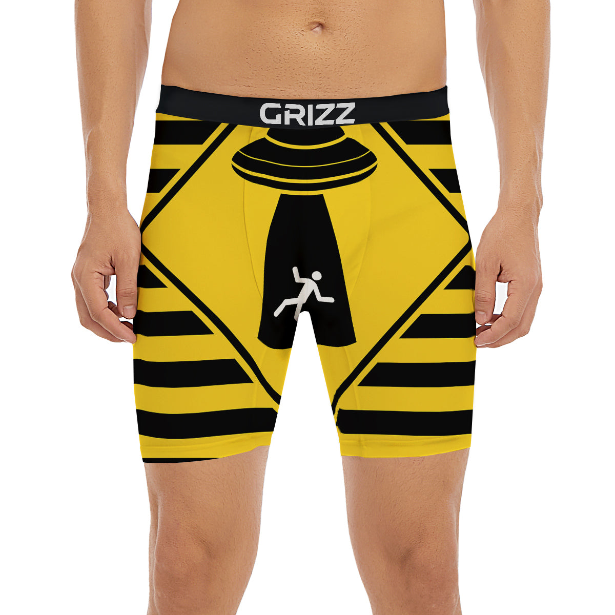 Caution Alien Abduction Warning Sign Print Boxer Briefs-grizzshop