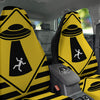 Caution Alien Abduction Warning Sign Print Car Seat Covers-grizzshop