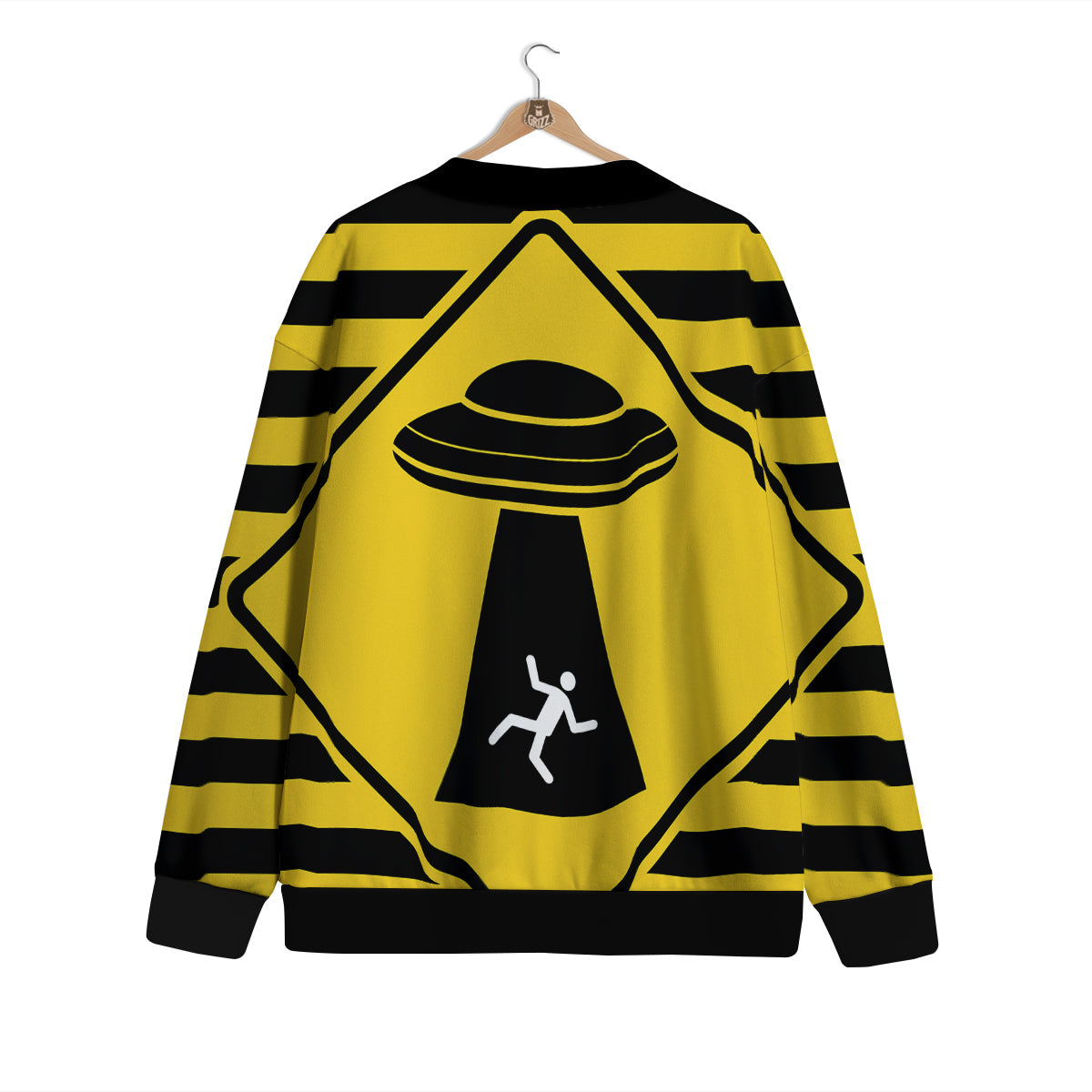 Caution Alien Abduction Warning Sign Print Cardigan-grizzshop