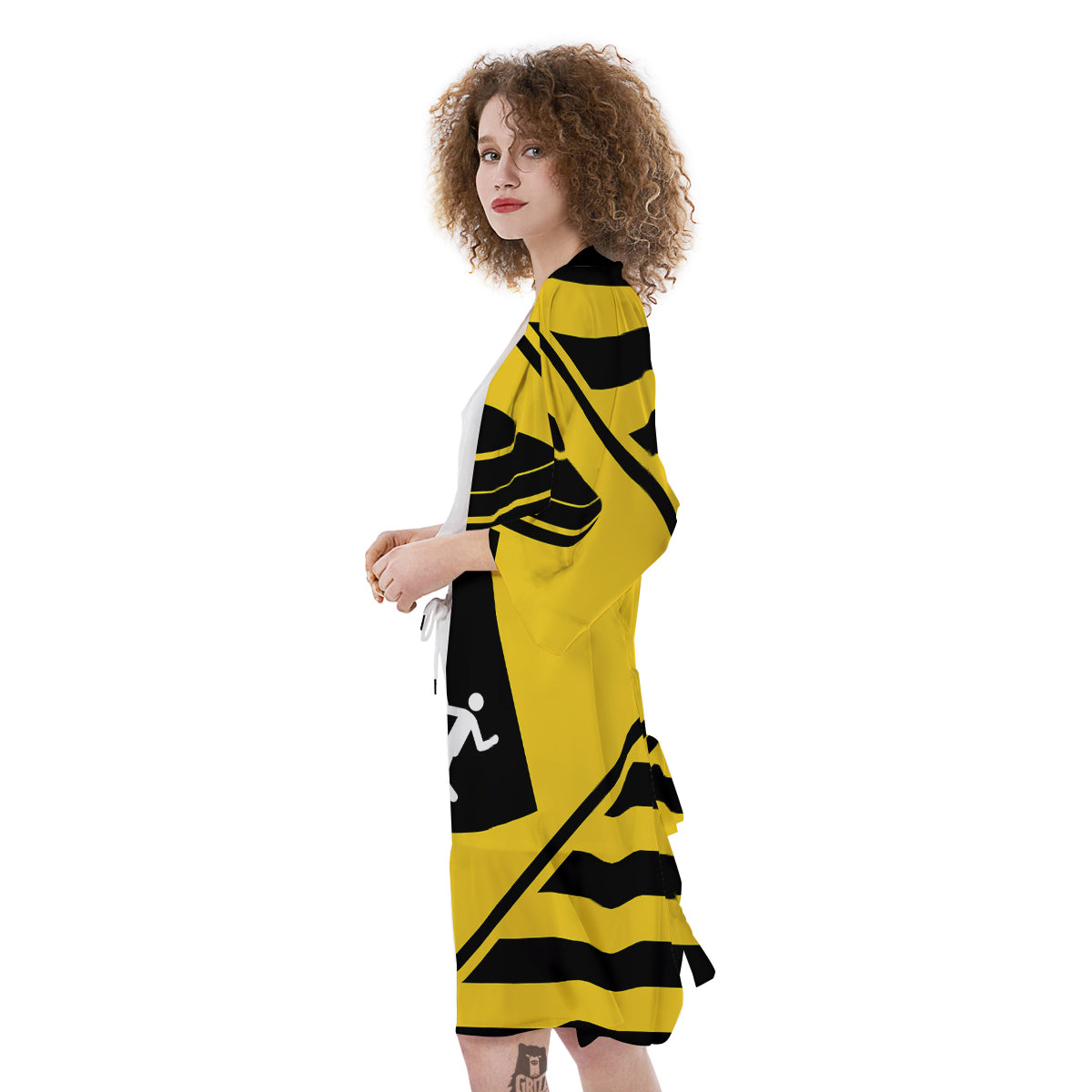 Caution Alien Abduction Warning Sign Print Kimono-grizzshop