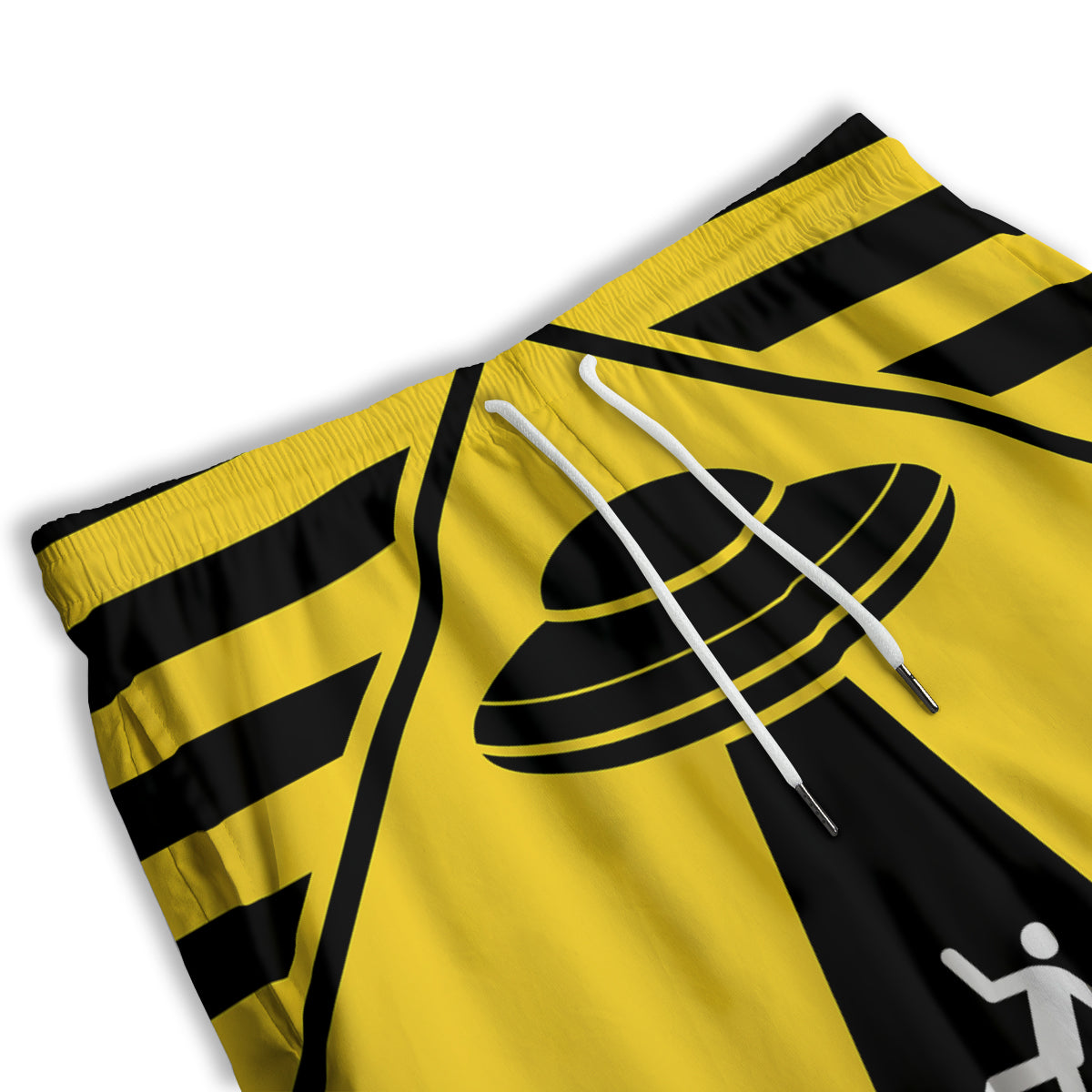 Caution Alien Abduction Warning Sign Print Men's Athletic Shorts