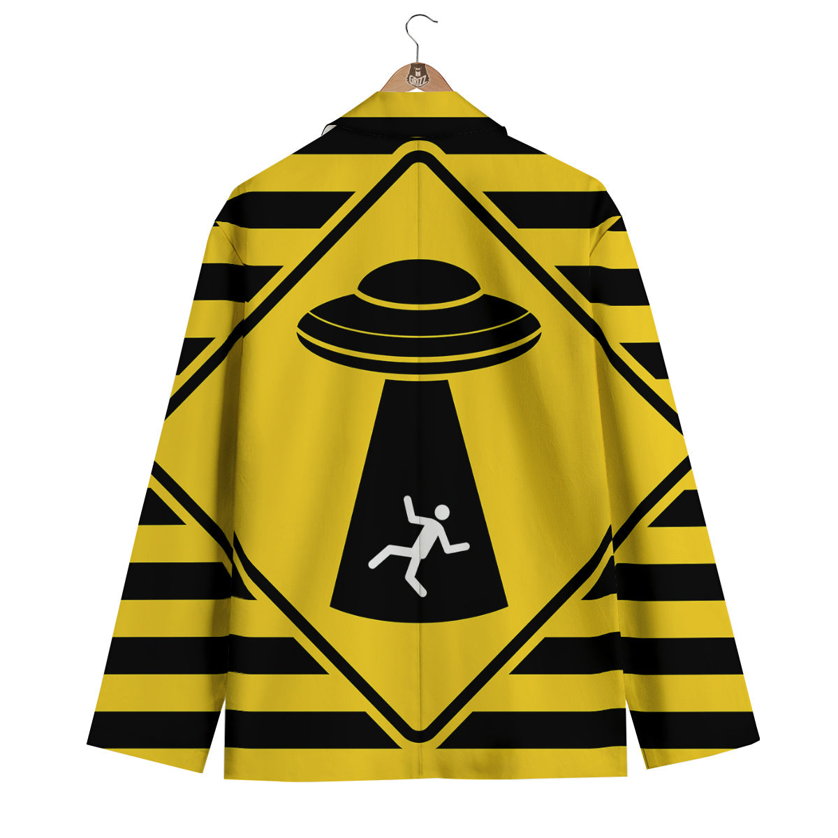 Caution Alien Abduction Warning Sign Print Men's Blazer-grizzshop