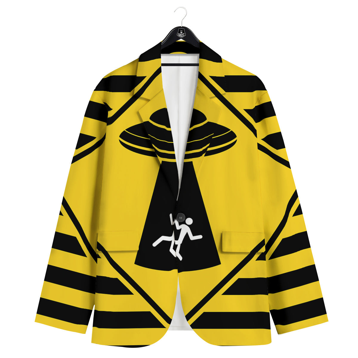 Caution Alien Abduction Warning Sign Print Men's Sport Coat-grizzshop