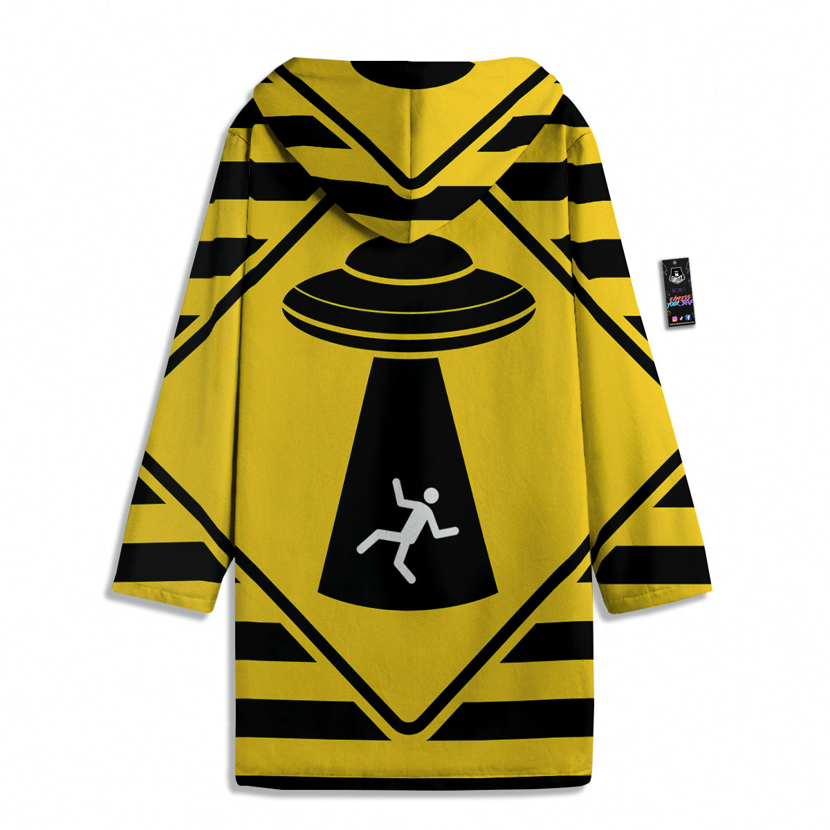 Caution Alien Abduction Warning Sign Print Men's Windbreaker Jacket-grizzshop