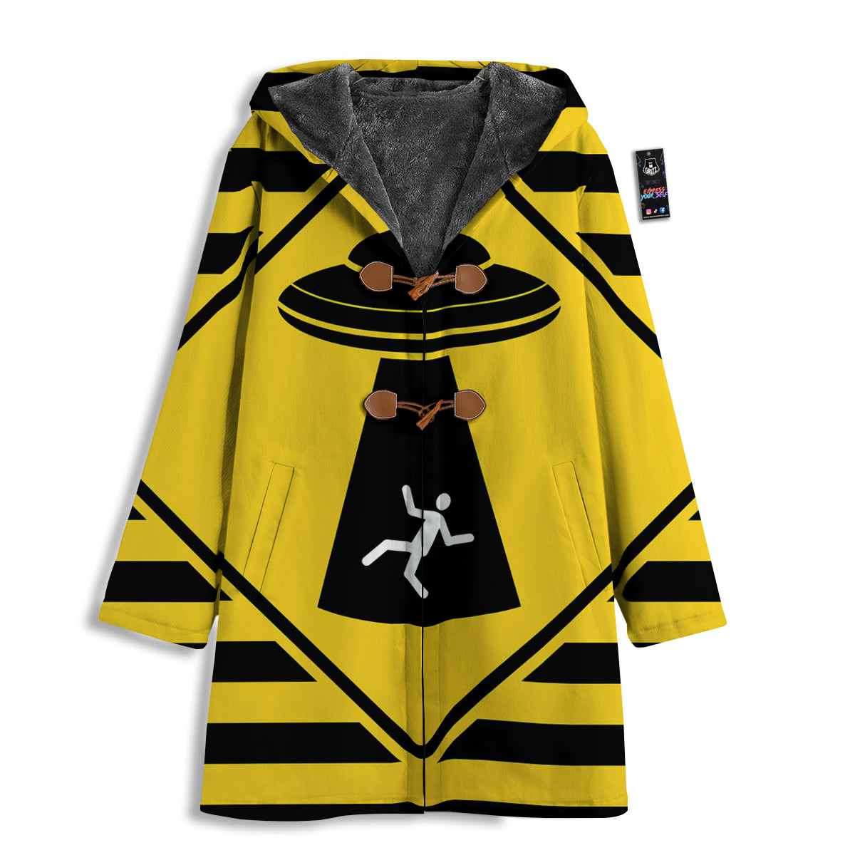 Caution Alien Abduction Warning Sign Print Men's Windbreaker Jacket-grizzshop