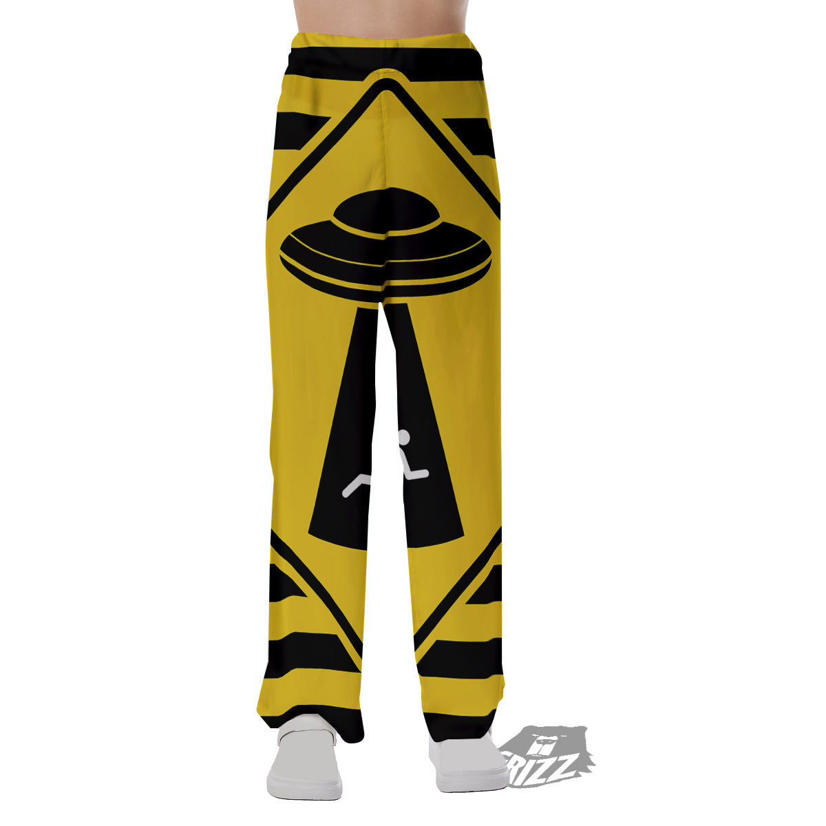 Caution Alien Abduction Warning Sign Print Pajama Pants-grizzshop