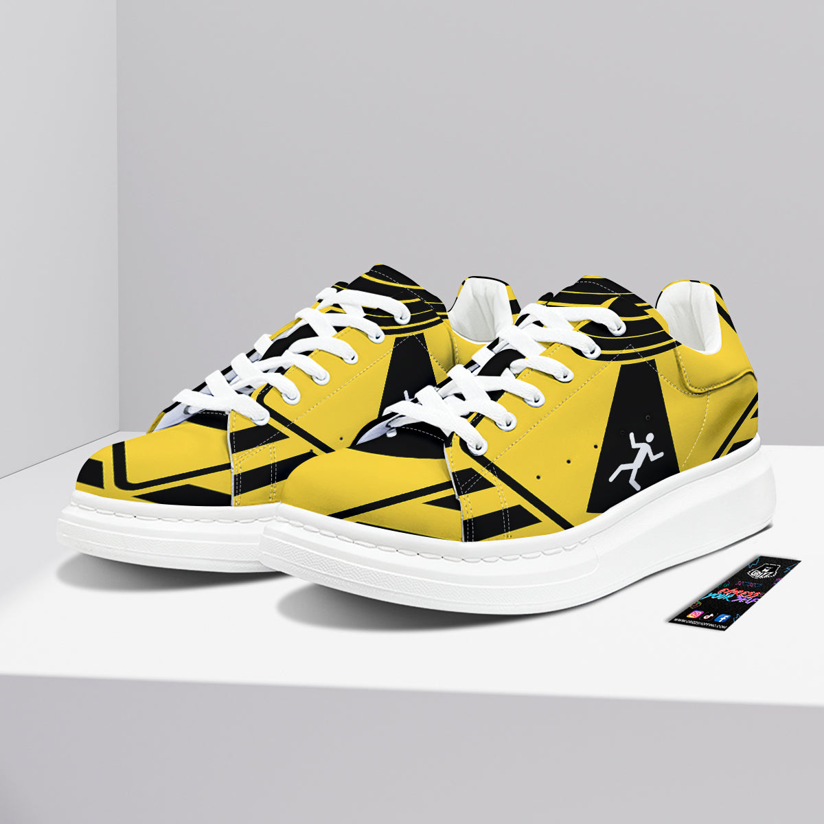 Caution Alien Abduction Warning Sign Print Platform Shoes-grizzshop