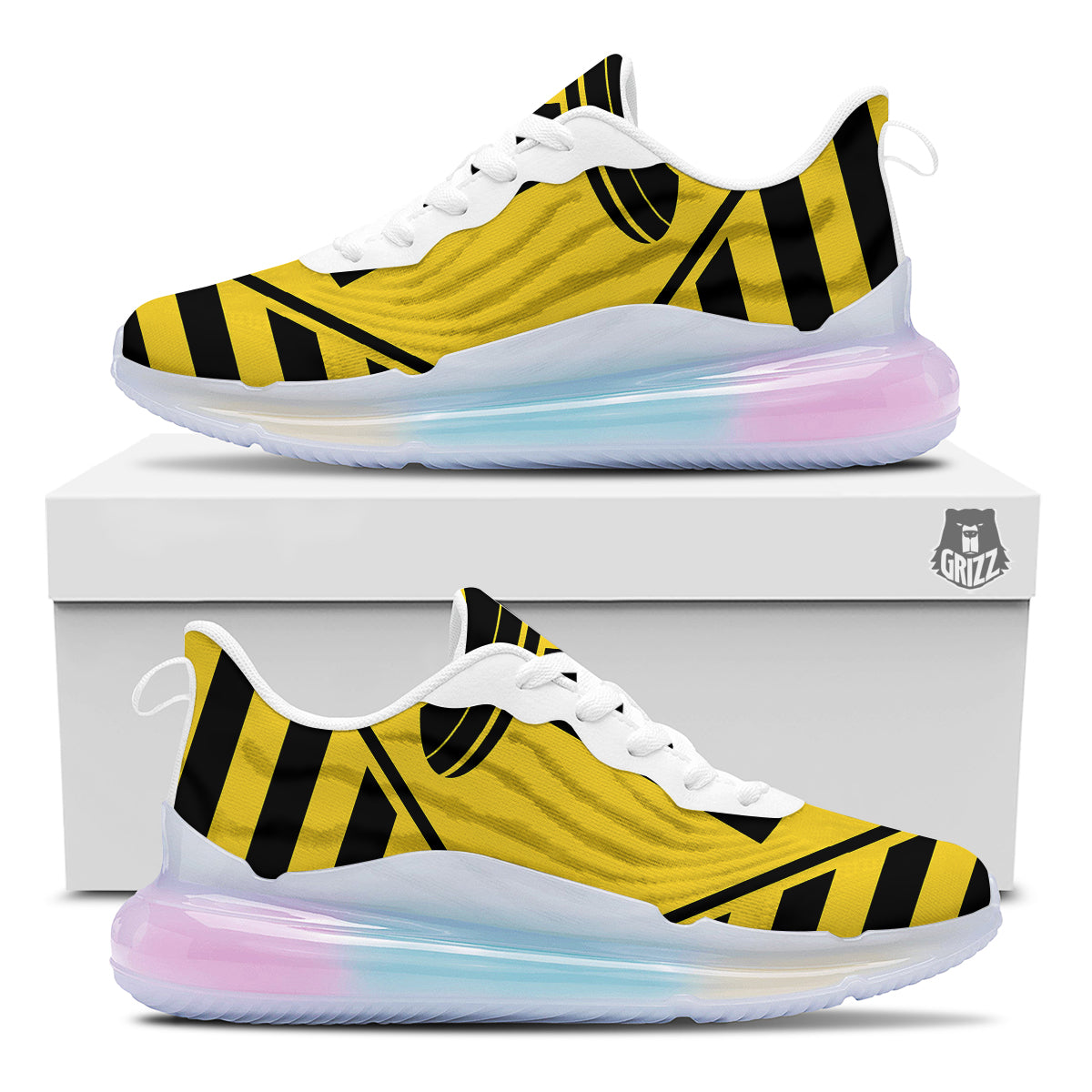 Caution Alien Abduction Warning Sign Print Running Sneakers-grizzshop