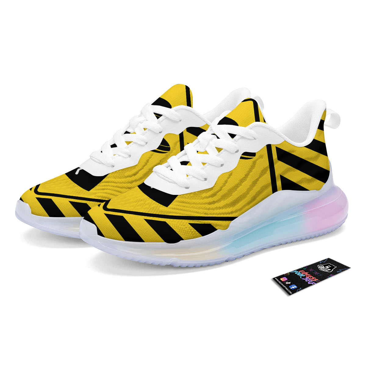 Caution Alien Abduction Warning Sign Print Running Sneakers-grizzshop