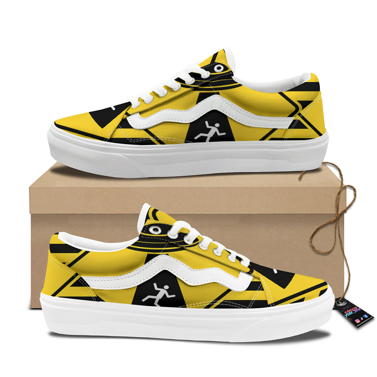 Caution Alien Abduction Warning Sign Print Skate Shoes-grizzshop