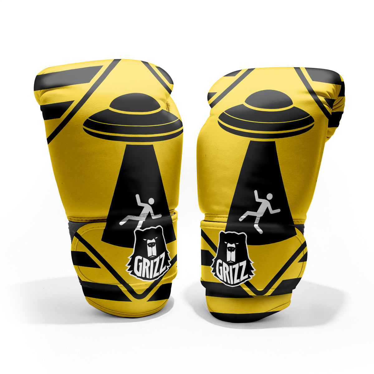 Caution Alien Abduction Warning Sign Print Pro Boxing Glove
