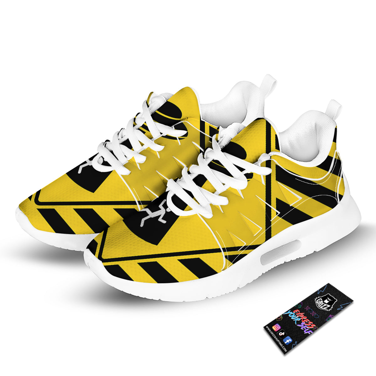 Caution Alien Abduction Warning Sign Print Tennis Shoes-grizzshop