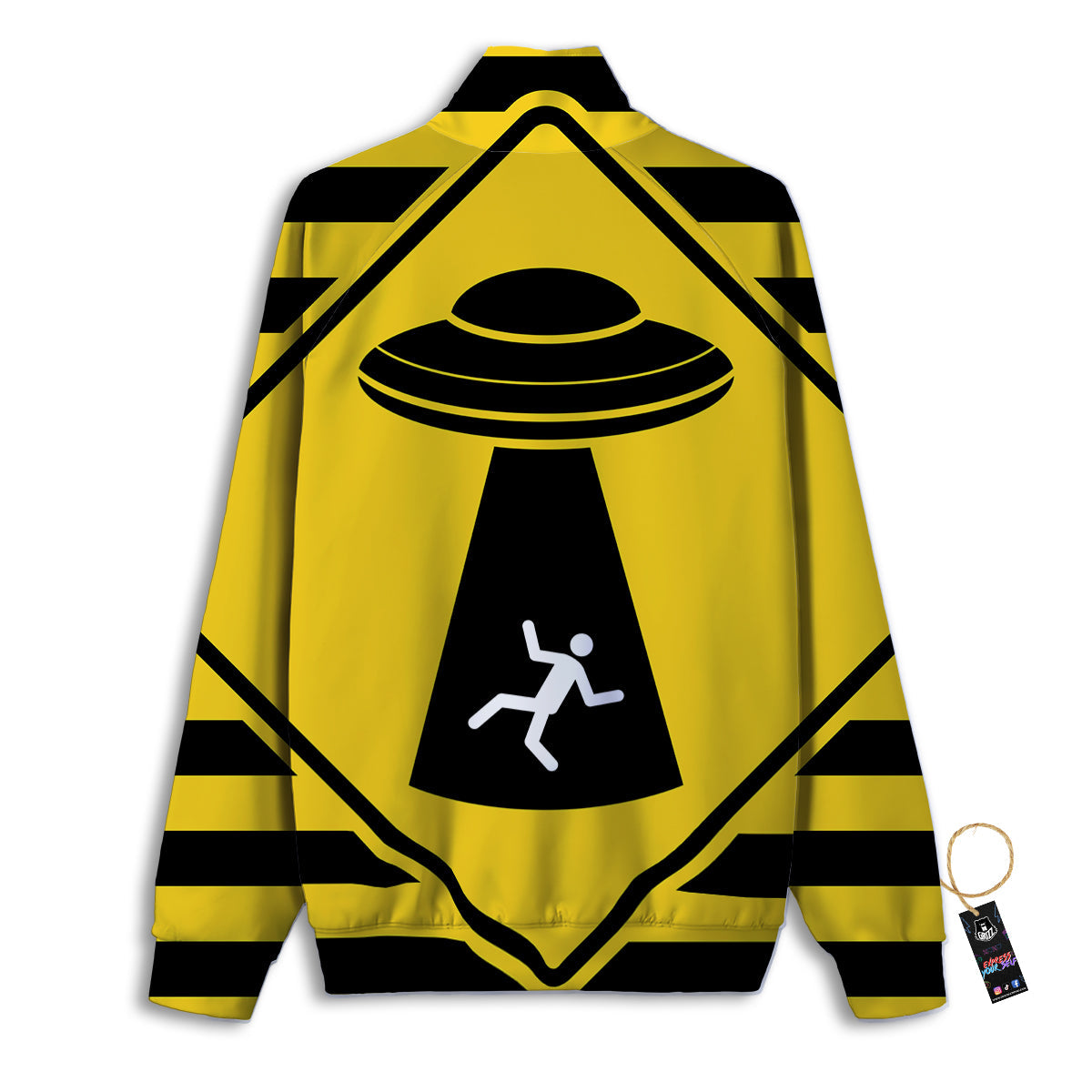 Caution Alien Abduction Warning Sign Print Track Jacket-grizzshop