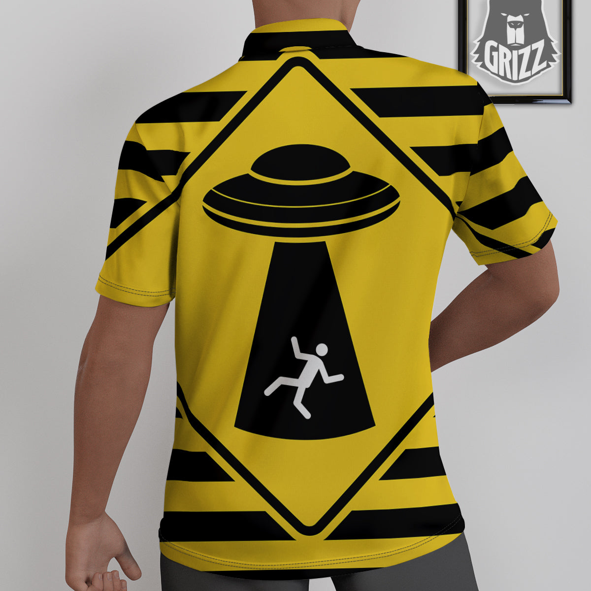 Caution Alien Abduction Warning Sign Print Untucked Shirts-grizzshop