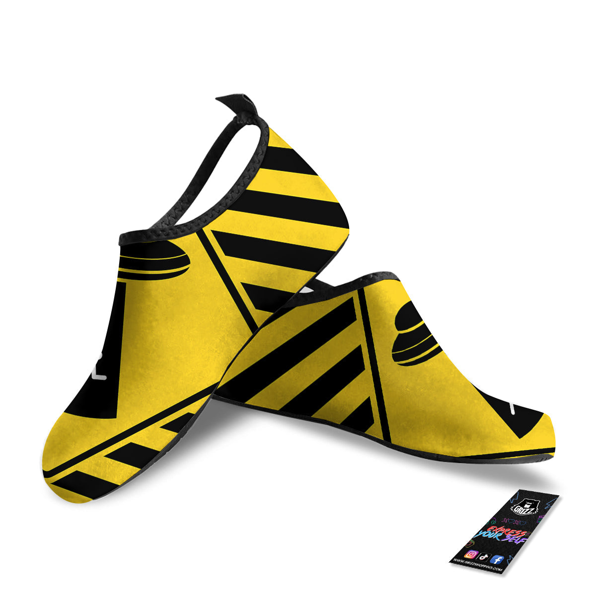 Caution Alien Abduction Warning Sign Print Water Shoes-grizzshop