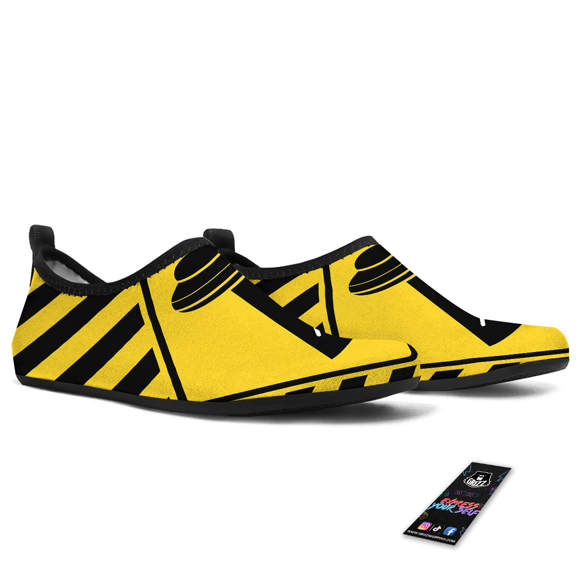 Caution Alien Abduction Warning Sign Print Water Shoes-grizzshop