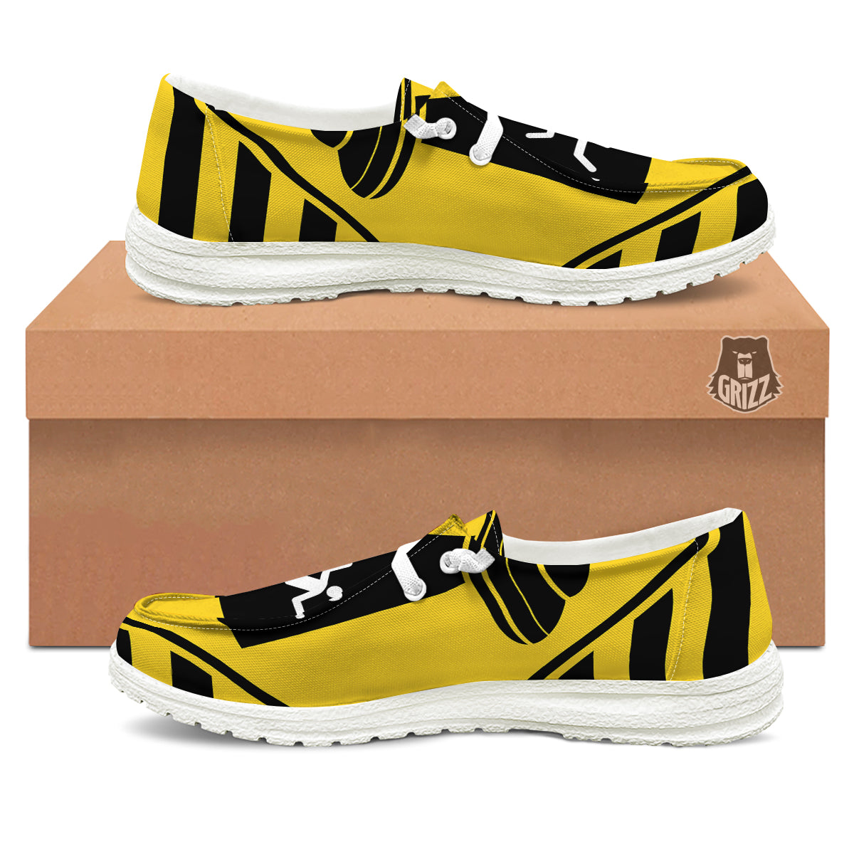 Caution Alien Abduction Warning Sign Print White Loafers-grizzshop
