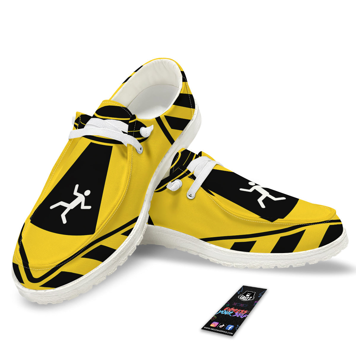 Caution Alien Abduction Warning Sign Print White Loafers-grizzshop