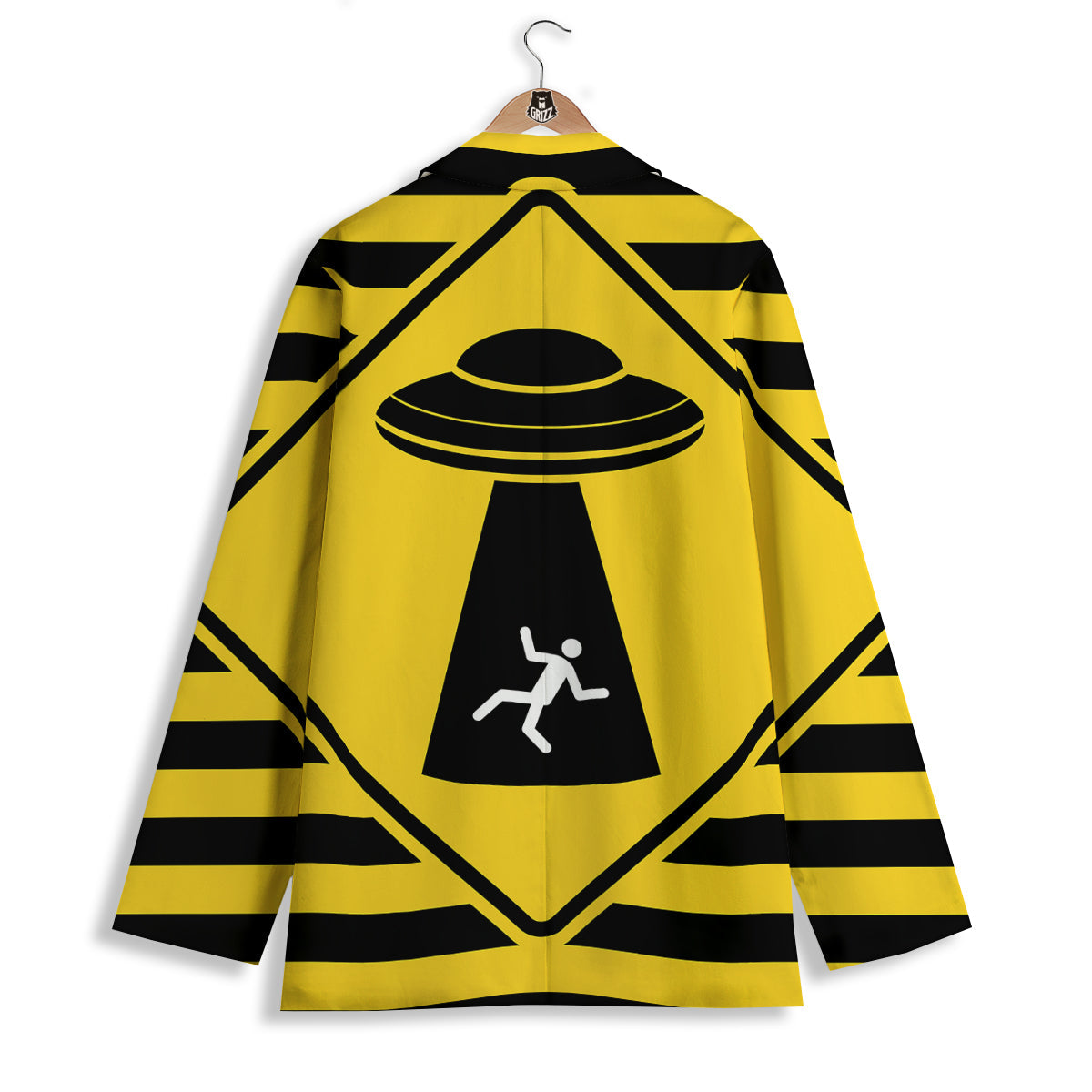 Caution Alien Abduction Warning Sign Print Women's Blazer-grizzshop
