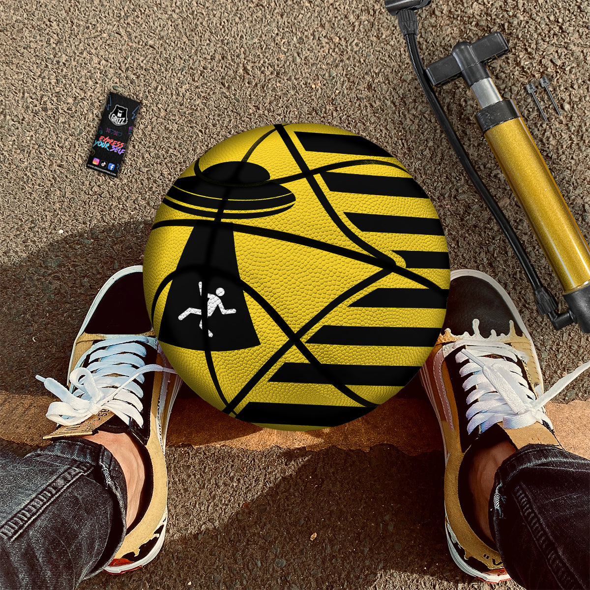 Caution Alien Abduction Warning Sign Print Basketball