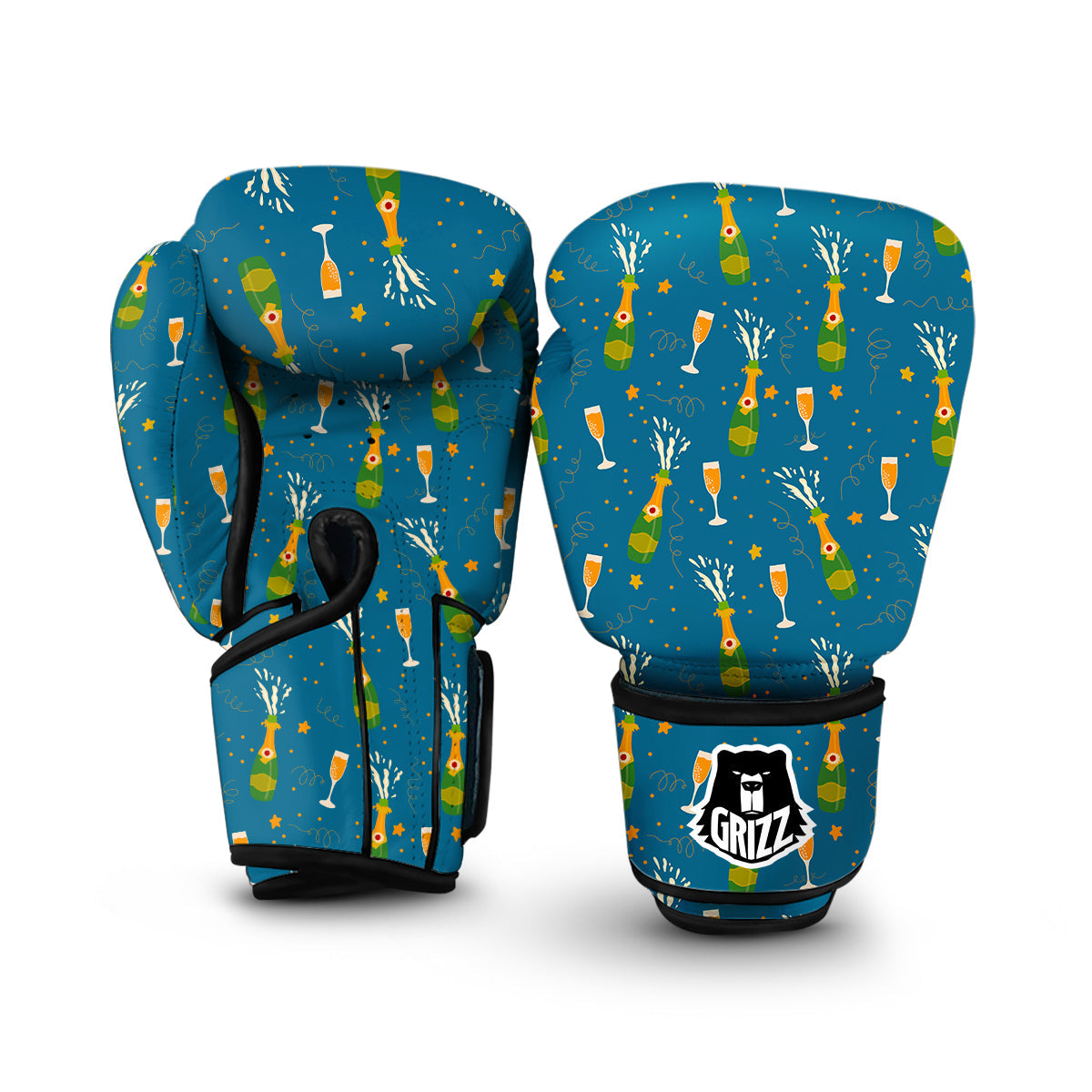 Celebrate Champagne Print Pattern Boxing Gloves-grizzshop