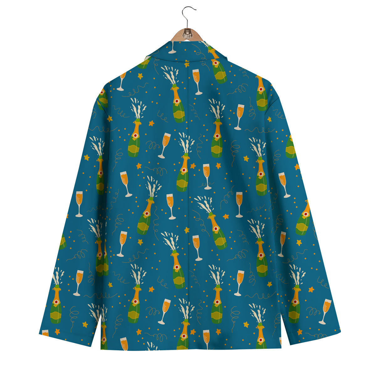 Celebrate Champagne Print Pattern Men's Blazer-grizzshop