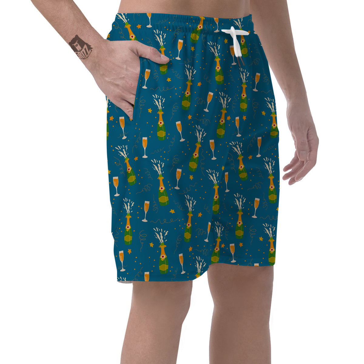 Celebrate Champagne Print Pattern Men's Shorts-grizzshop