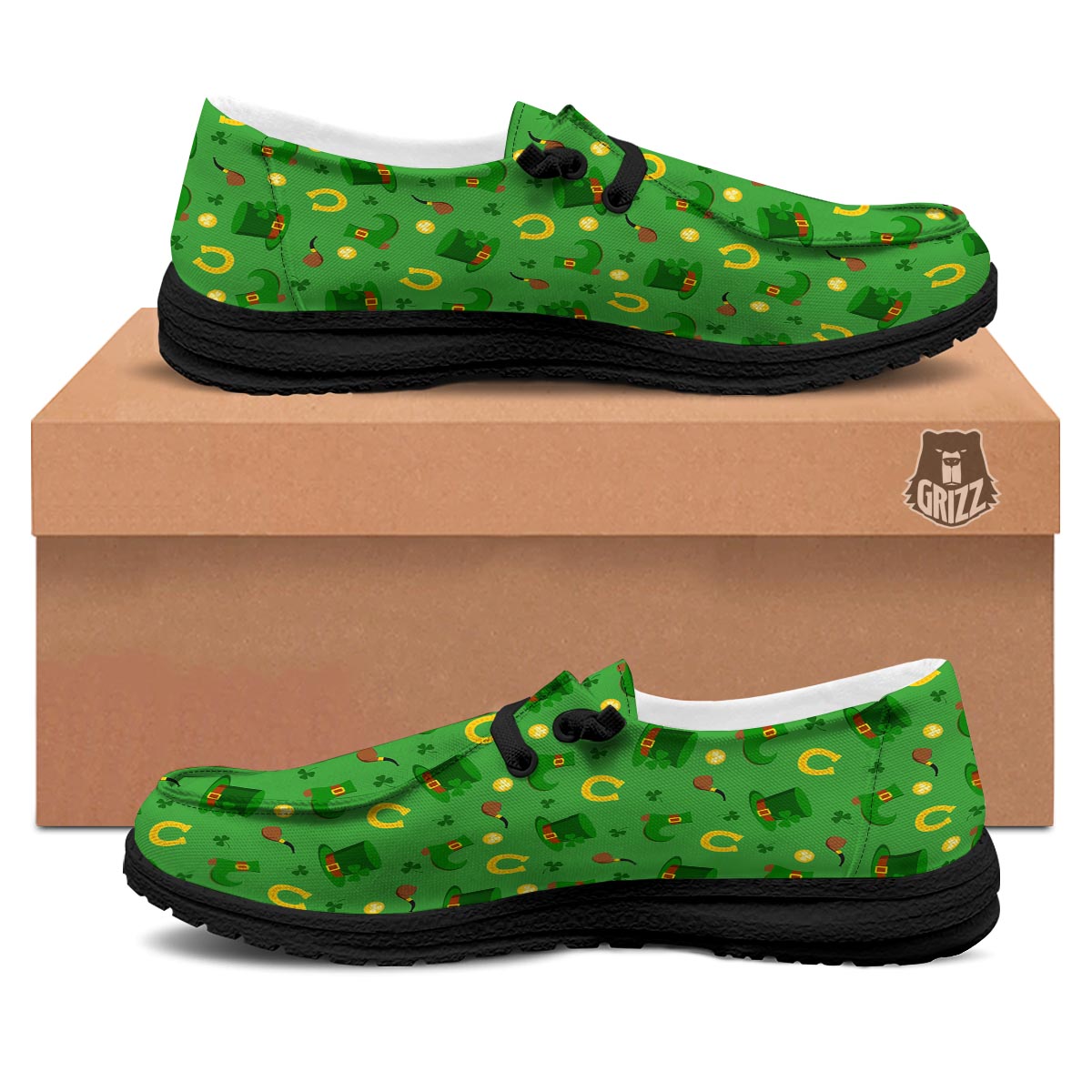 Celebration Saint Patrick's Day Print Pattern Black Loafers-grizzshop