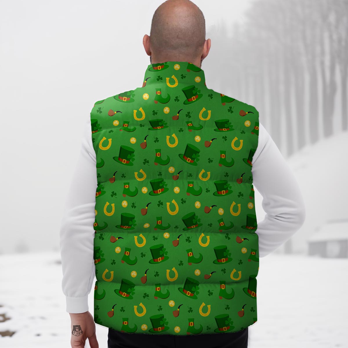 Celebration Saint Patrick's Day Print Pattern Down Vest