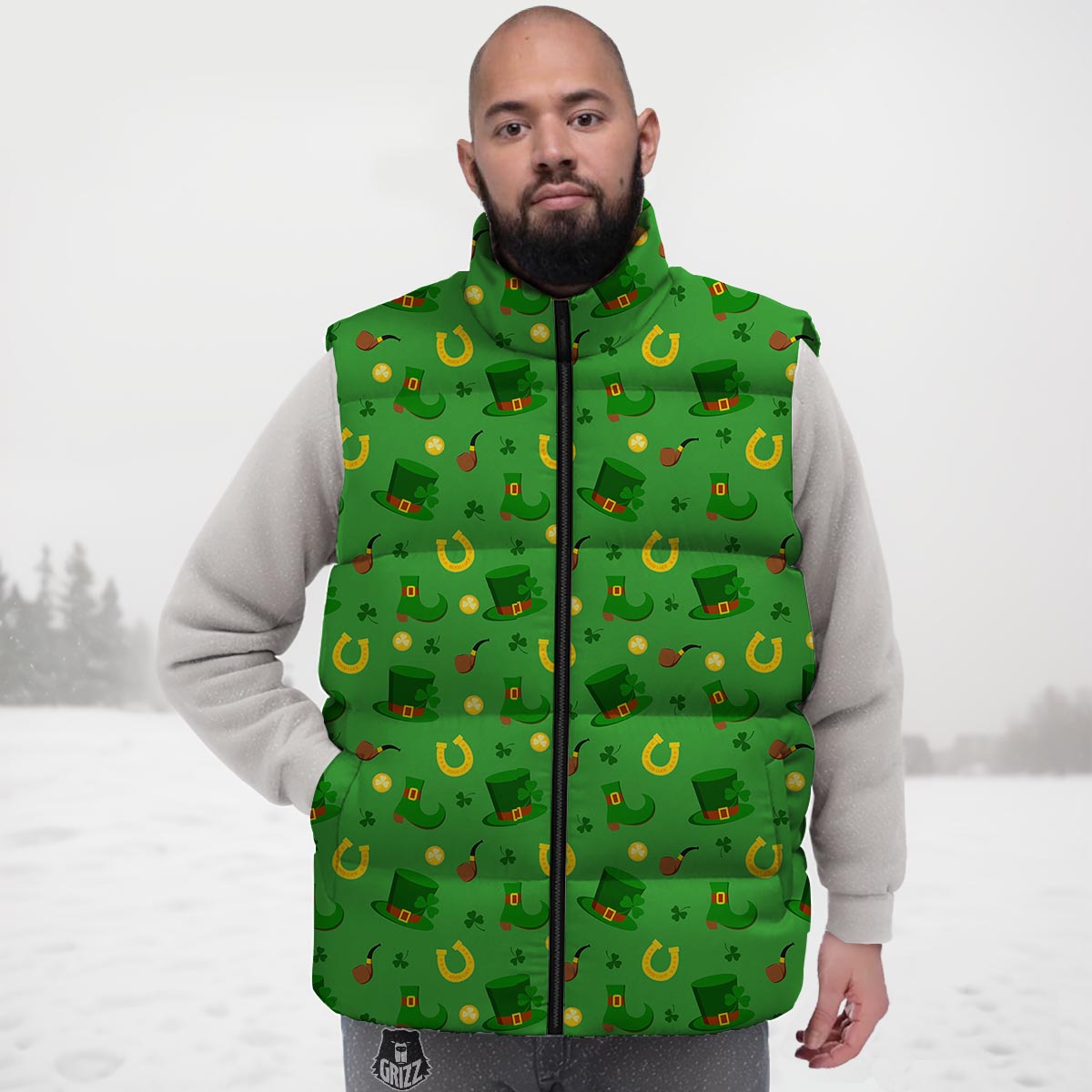 Celebration Saint Patrick's Day Print Pattern Down Vest