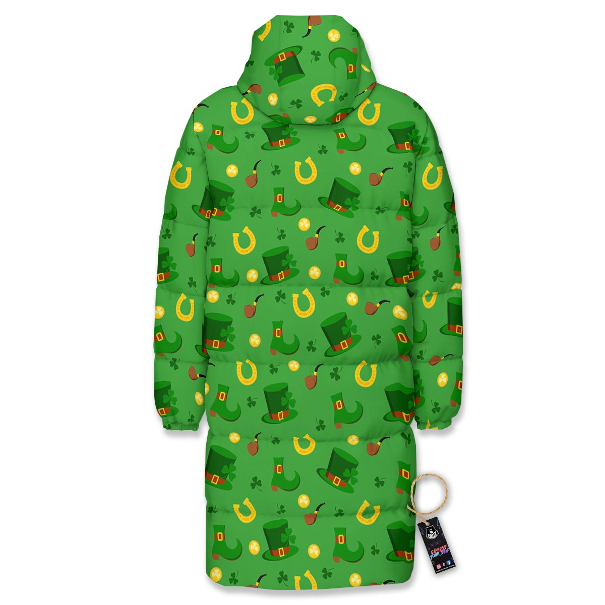 Celebration Saint Patrick's Day Print Pattern Long Down Jacket-grizzshop