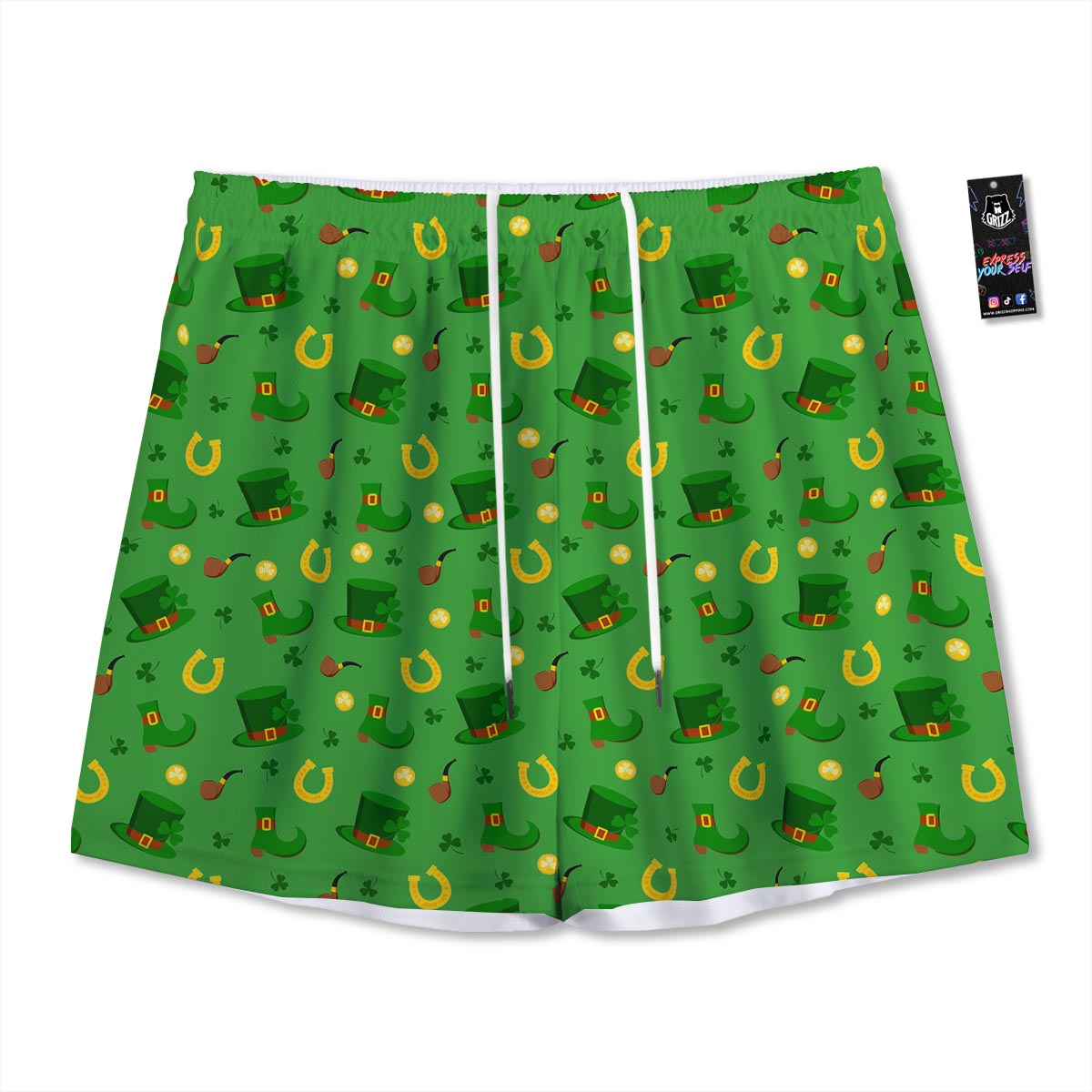 Celebration Saint Patrick's Day Print Pattern Mesh Shorts