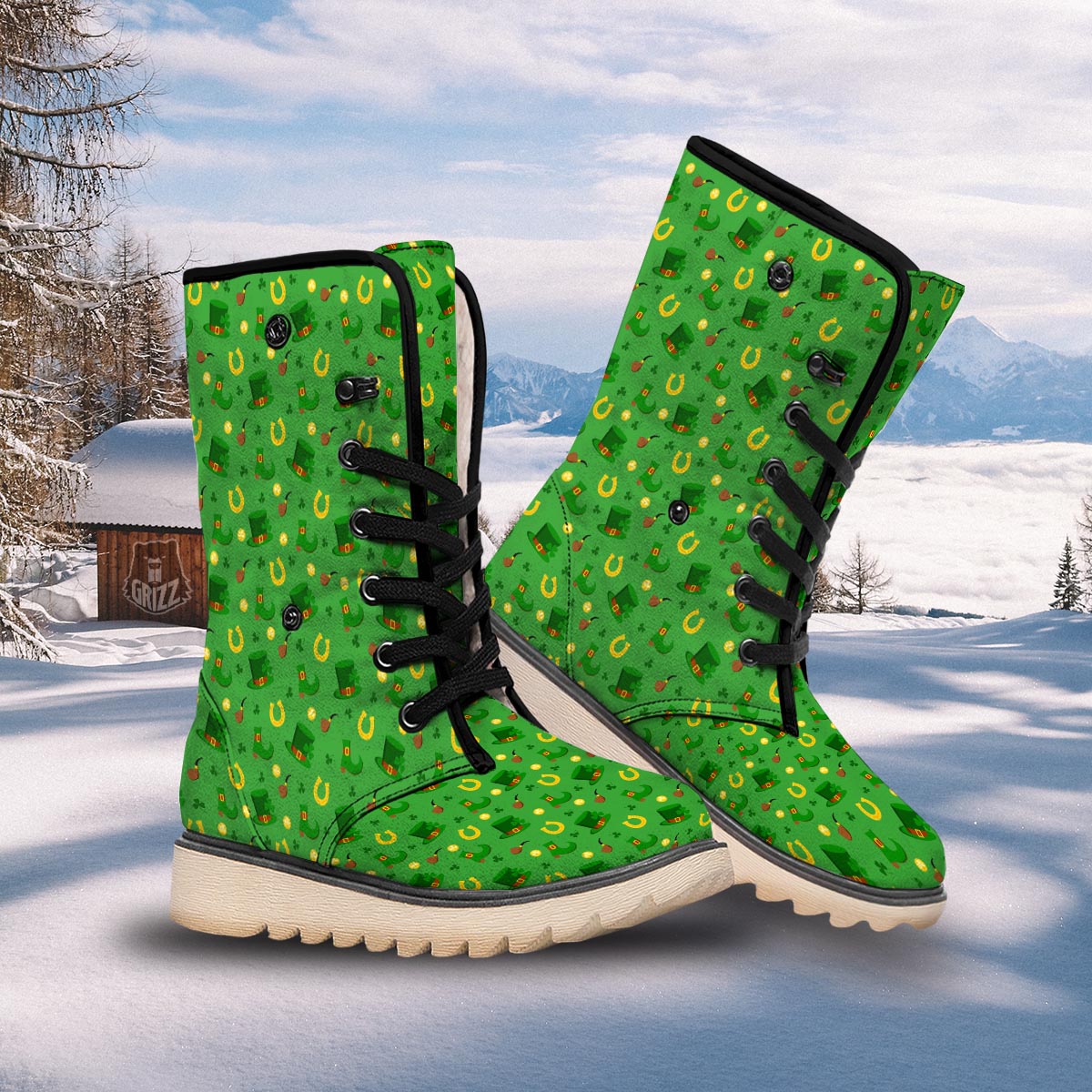 Celebration Saint Patrick's Day Print Pattern Snow Boots-grizzshop