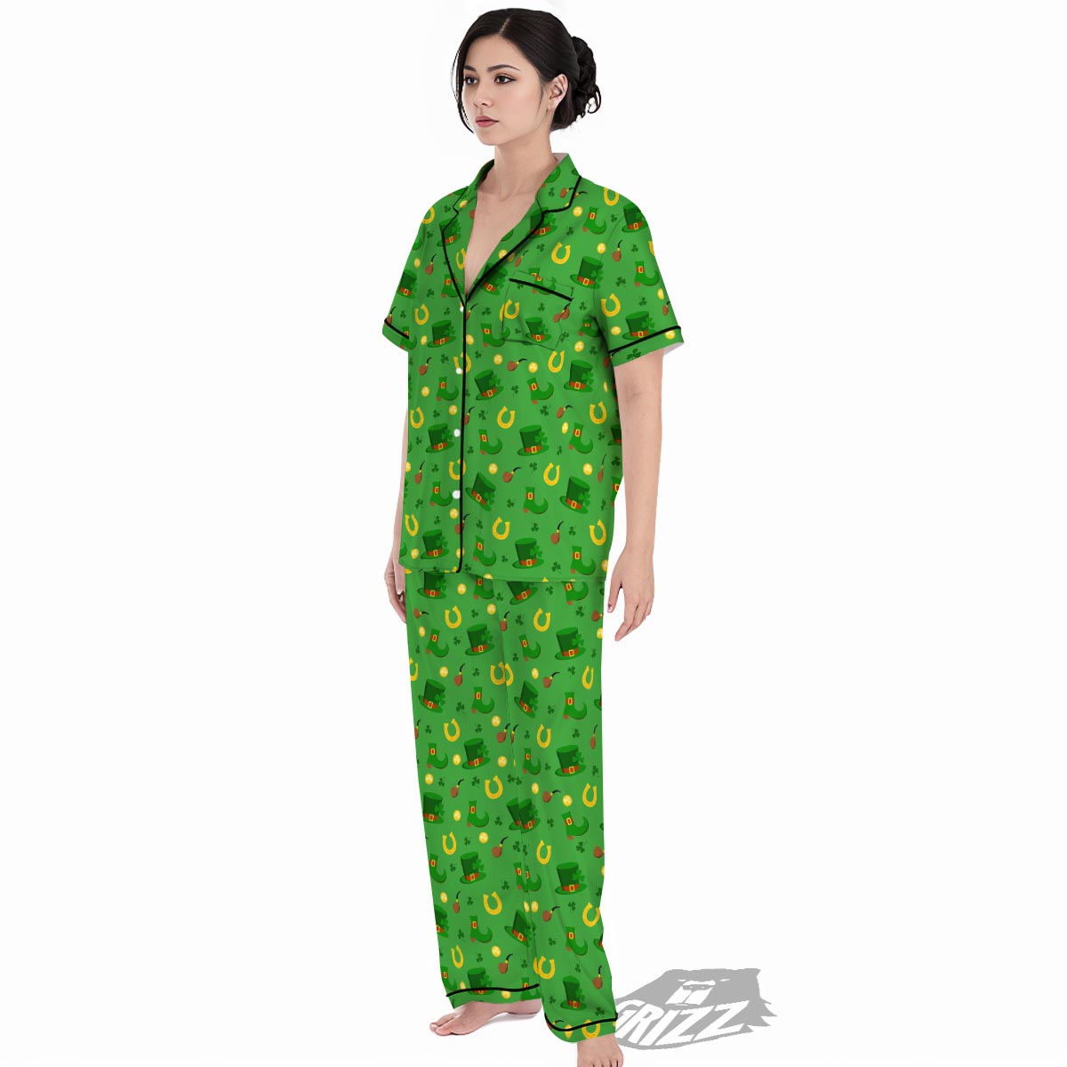 Celebration Saint Patrick's Day Print Pattern Women's Pajamas Set-grizzshop