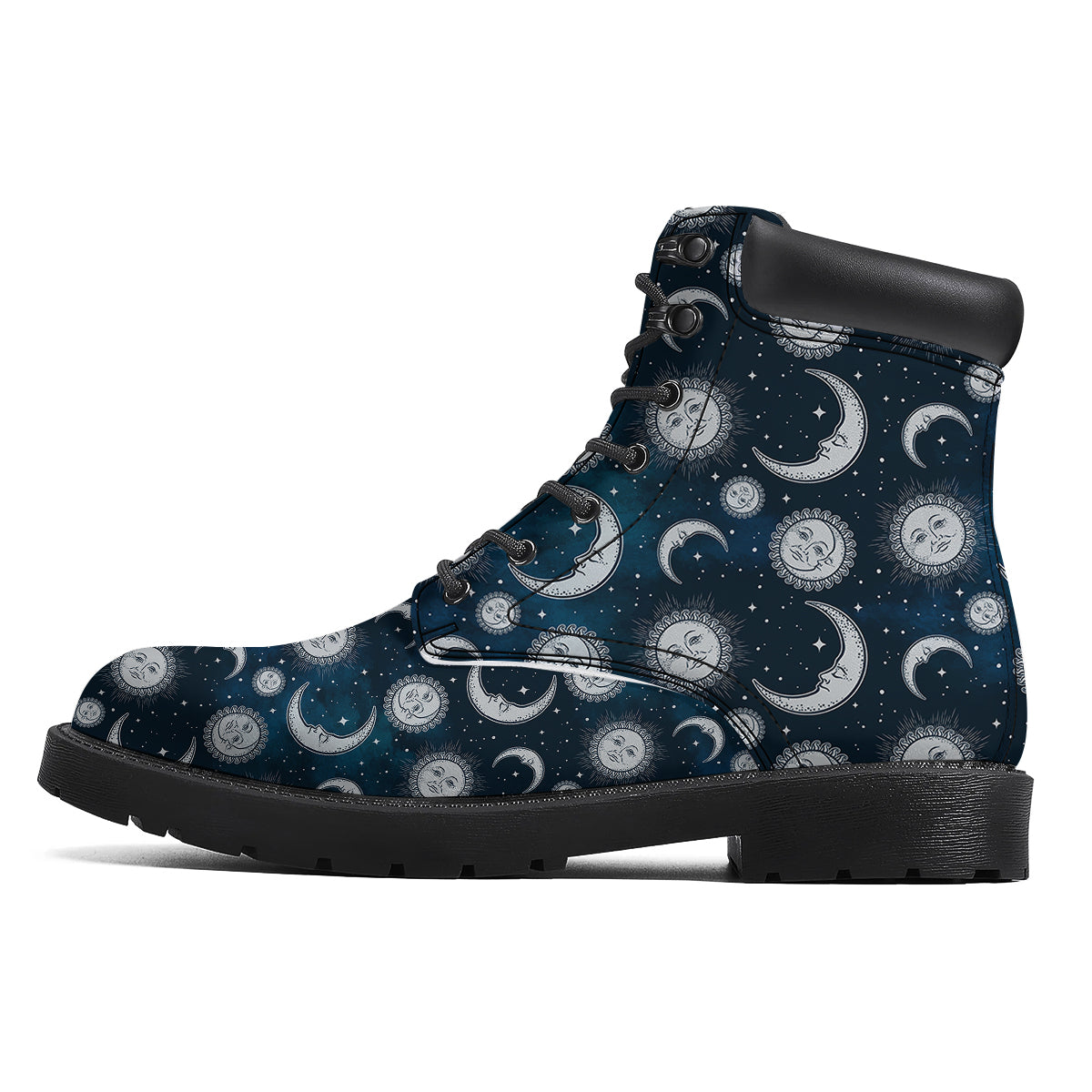 Celestial Blue And White Print Pattern Boots-grizzshop