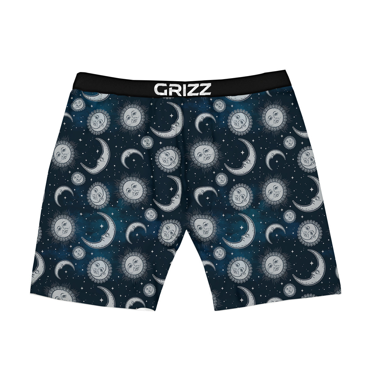 Celestial Blue And White Print Pattern Boxer Briefs-grizzshop